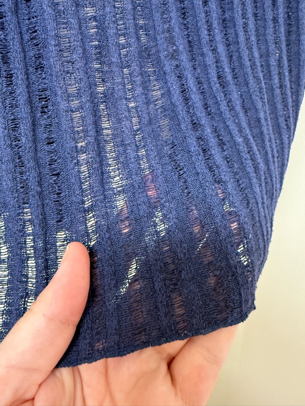 JM Collection Navy Open-Front Ribbed Cardigan - Picture 4 of 4